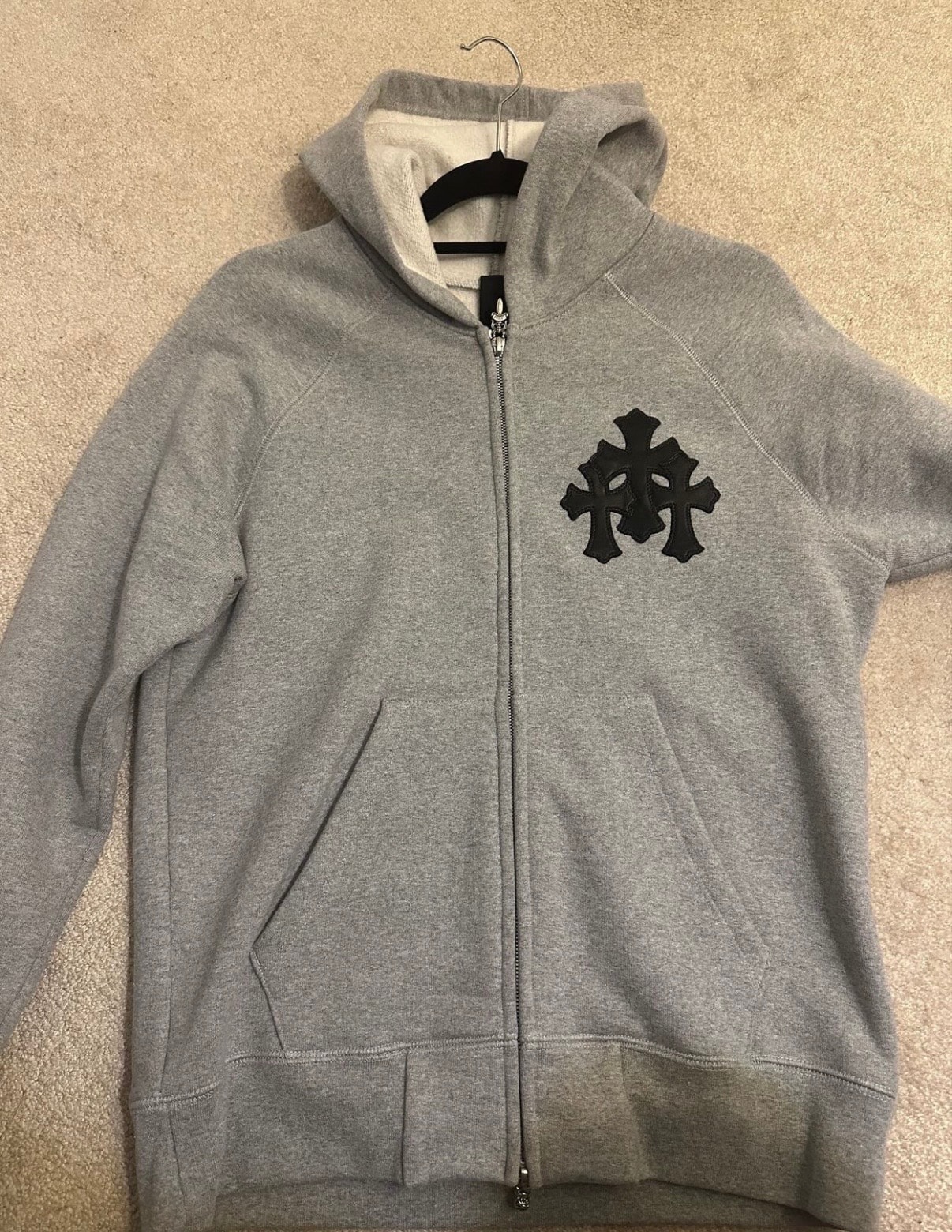 Chrome Hearts Y Not Cross Patch Zip Up Hoodie "Gray"