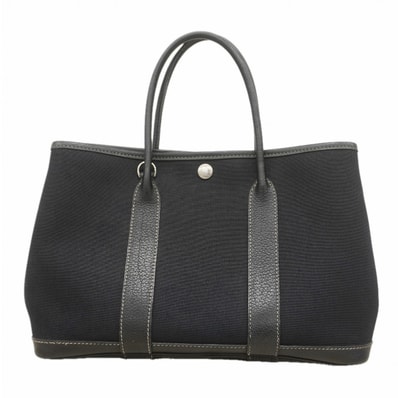 ★SALE【6fb2207】エルメス トートバッグ ガーデンパーティTPM トワルオフィシエ ブラック シルバー金具 □H刻印【中古】レディース