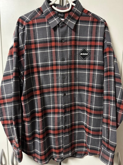 F.C.Real Bristol Flannel Big Logo Baggy Shirt "Grey"
