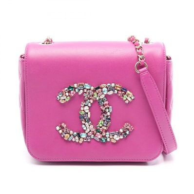 シャネル CHANEL ココマーク ジャイアント クリスタル ショルダーバッグ バッグ ラムスキン(羊革) レディース パープル系 【中古】