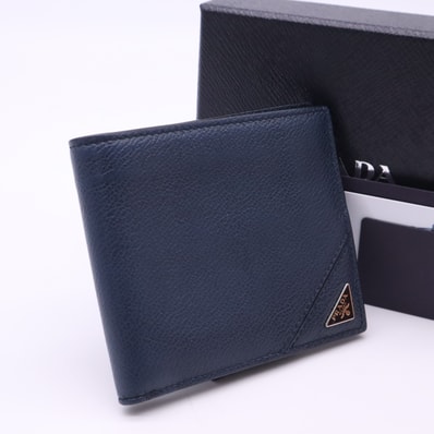 PRADA プラダ ヴィッテロダイノ トライアングルロゴ 二つ折り財布 2MO513 二つ折り財布 ネイビー カーフレザー メンズ