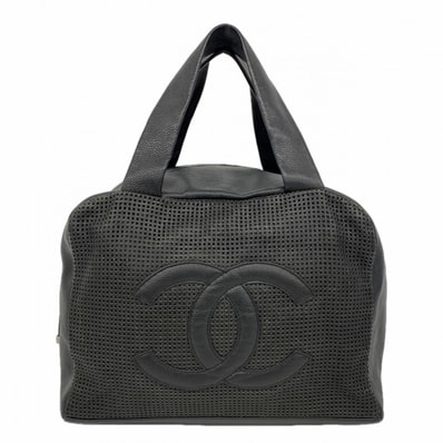 【6dc3656】シャネル ハンドバッグ キャビアスキン ブラック シルバー金具【中古】レディース