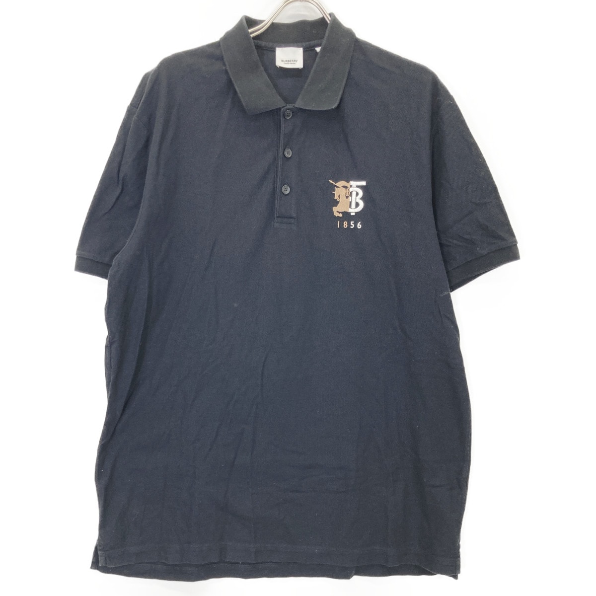バーバリー 8025774 ブラック ロゴエンブロイダリー ポロシャツ XXL