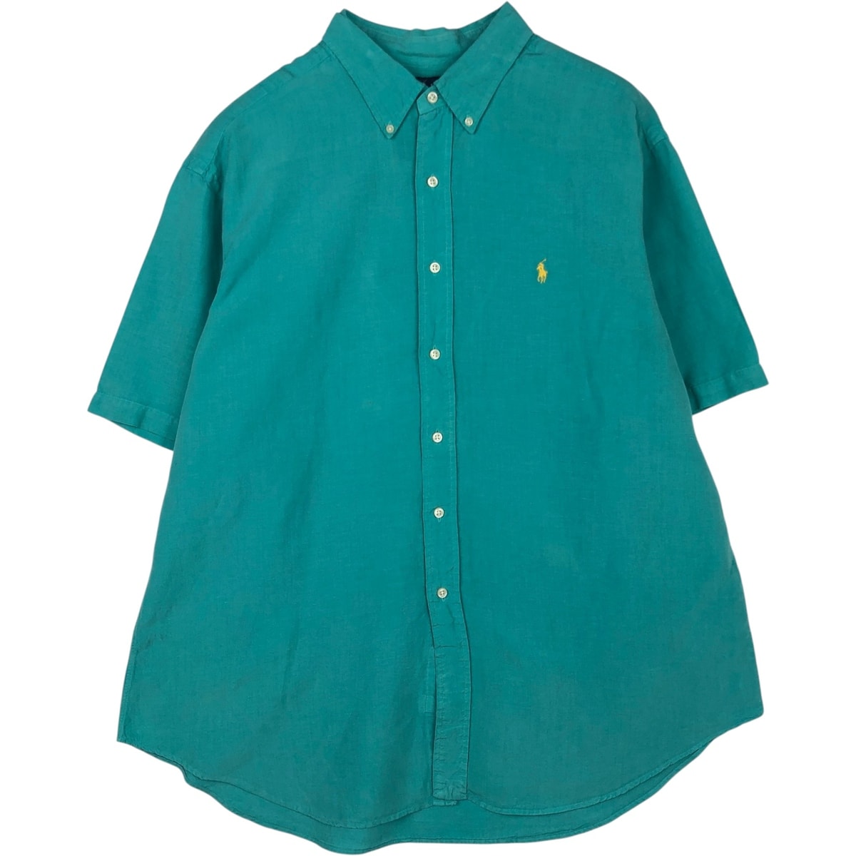 古着 ラルフローレン Ralph Lauren CLASSIC FIT クラシックフィット 半袖 リネン ボタンダウンシャツ メンズXXL相当/eaa632133