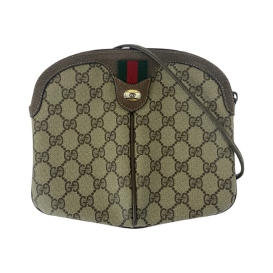 GUCCI グッチ オールドグッチ シェリーライン ベージュ ブラウン GGスプリームキャンバス レザー/ ショルダーバッグ ポシェット 506810 【中古】