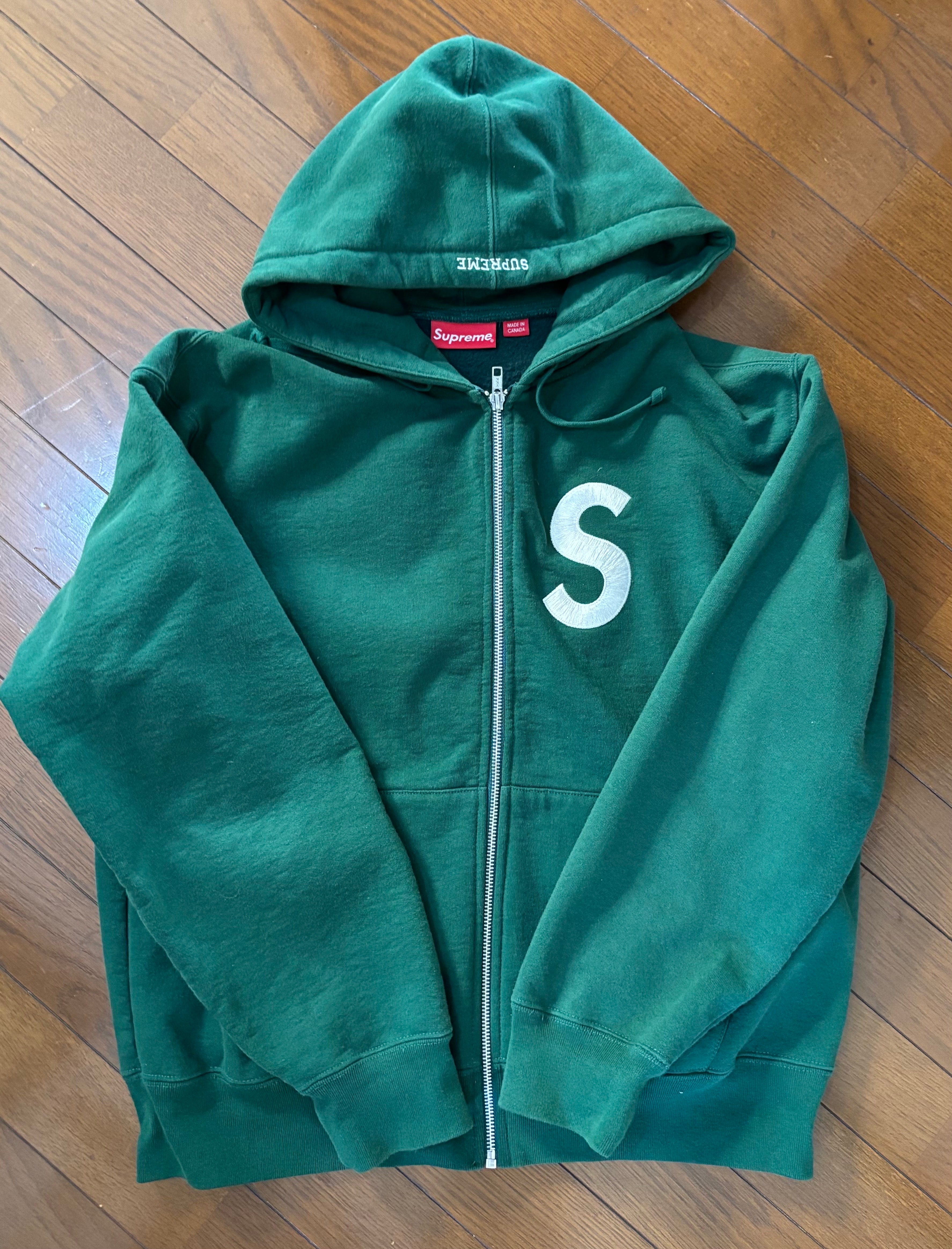 Supreme S Logo Zip Up Hooded Sweatshirt "Dark Green" (23FW)