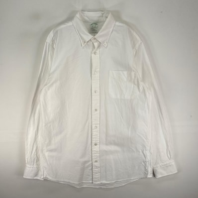 古着 ブルックスブラザーズ Brooks Brothers 長袖シャツ ボタンダウン 胸ポケット M ホワイト系 無地 メンズ