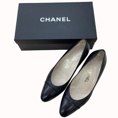 CHANEL シャネル レディース パンプス ココマーク SIZE 37 レザー ブラック