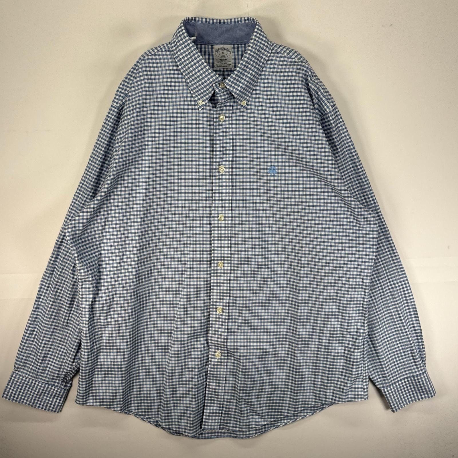 古着 ブルックスブラザーズ Brooks Brothers 長袖シャツ ボタンダウン ワンポイント 1818  ブルー系 チェック メンズ