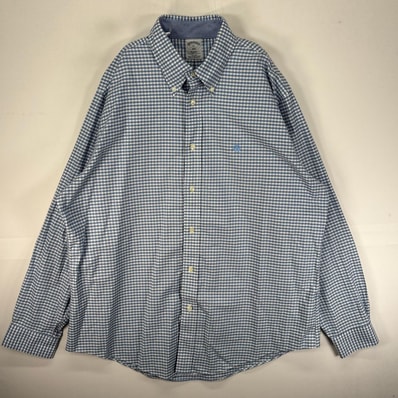 古着 ブルックスブラザーズ Brooks Brothers 長袖シャツ ボタンダウン ワンポイント 1818 ブルー系 チェック メンズ