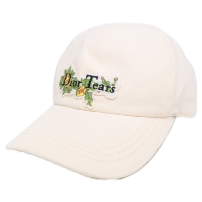 ディオール xDENIM TEARS【美品】383C911E4511 コットン オブリーグライニング Dior Tears フラワーロゴ ベースボールキャップ/ S