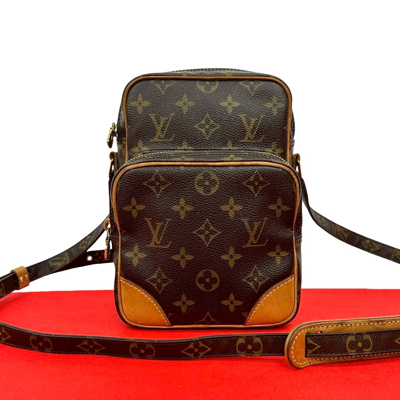 LOUIS VUITTON ルイヴィトン アマゾン モノグラム レザー PVC ショルダーバッグ ブラウン
 21369