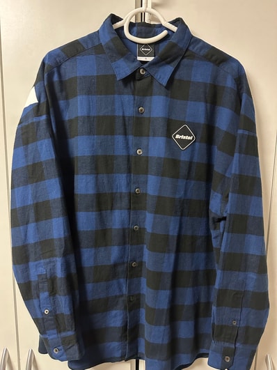 F.C.Real Bristol Flannel Big Logo Baggy Shirt "Blue"