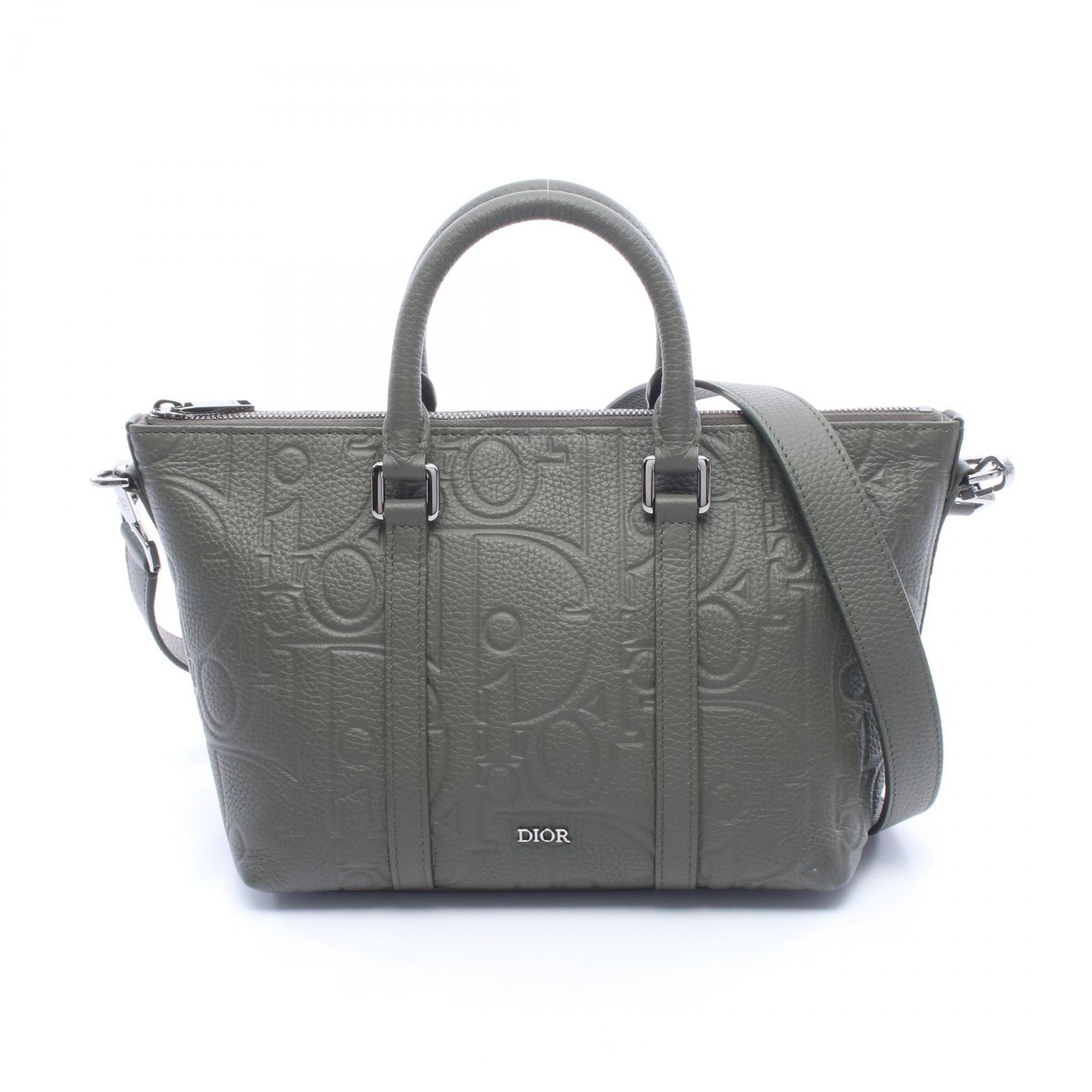 ディオール Dior Weekender ウィークエンダー25 グラビティ 2WAY ハンドバッグ バッグ レザー メンズ カーキ系 【中古】