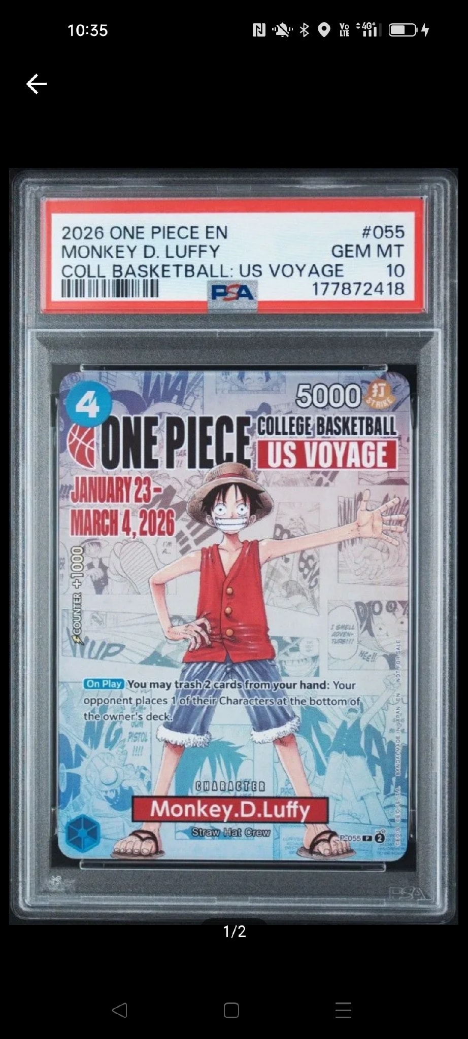 PSA10】モンキー・D・ルフィ：P (開封済) [P-055]【英語版
