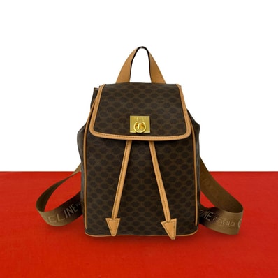 CELINE セリーヌ マカダム 柄 ロゴ リング 金具 PVC レザー リュックサック ブラウン
00050