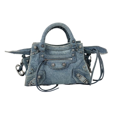 バレンシアガ BALENCIAGA ハンドバッグ ショルダーバッグ ネオ カゴールXS デニム ライトブルー レディース 700940【中古】 z11163
