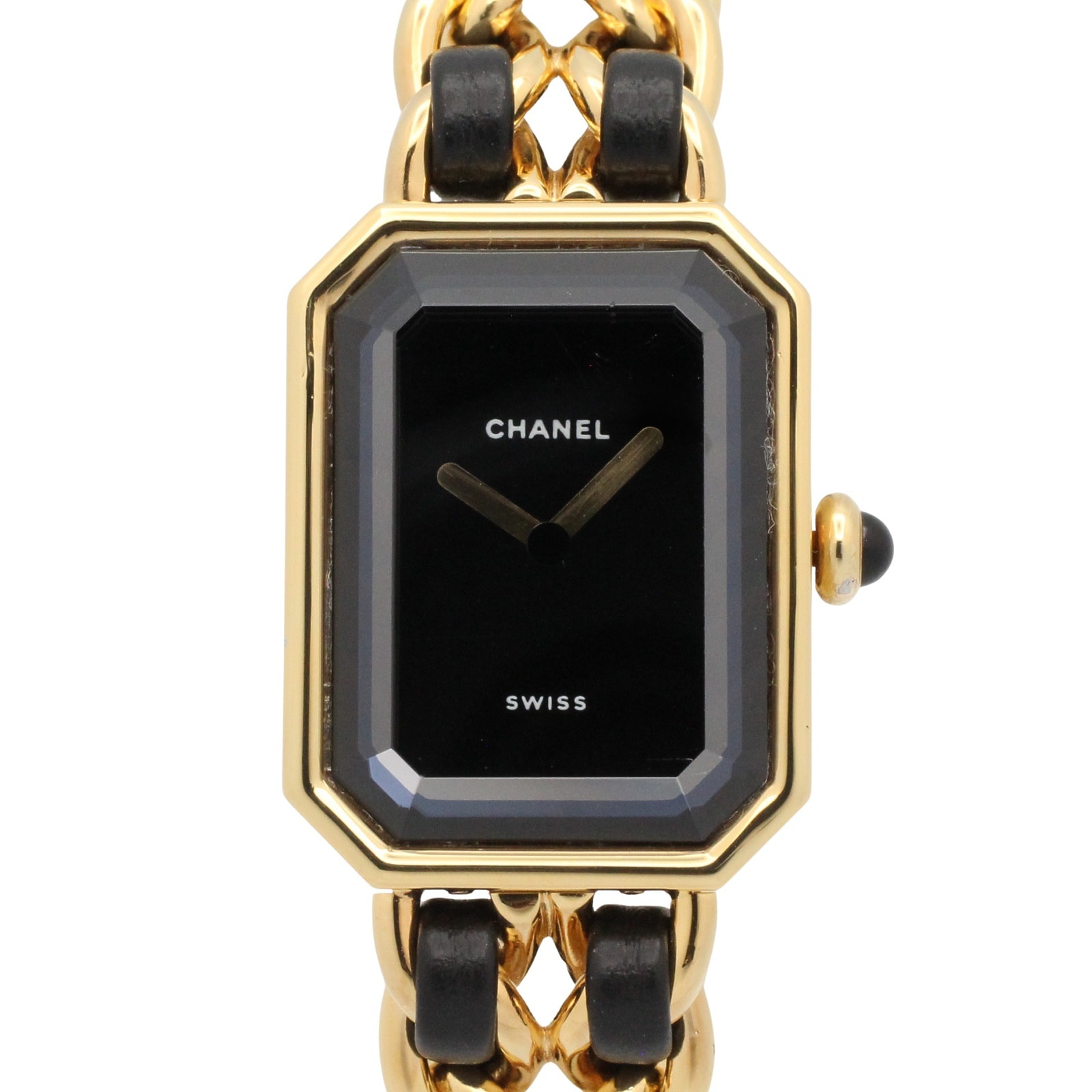シャネル CHANEL プルミエール M 腕時計 時計 GP(ゴールドメッキ) レザー レディース ブラック系 H0001 【中古】