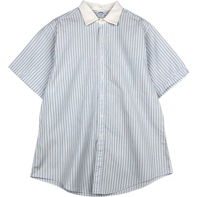 古着 ブルックスブラザーズ Brooks Brothers Est.1818 マルチストライプ 半袖 コットン ストライプシャツ クレリックシャツ メンズXL相当/eaa644936
