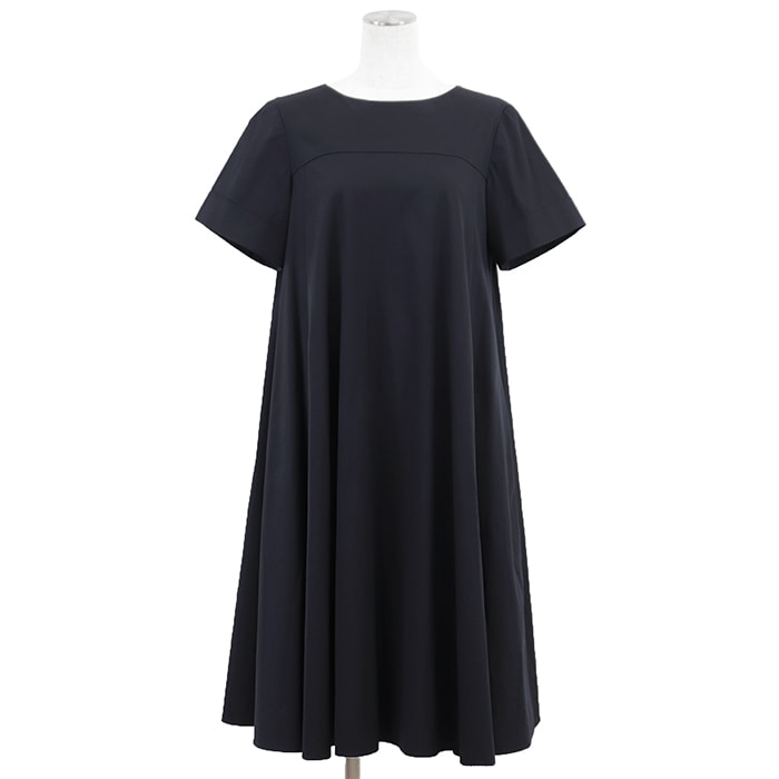 【SALE】FOXEY BOUTIQUE フォクシー ブティック マルセイユドレス サイズ 40 レディース コットン × ナイロン ストレッチ Aライン フレアシルエット ワンピース ネイビー 紺 日本製 42979