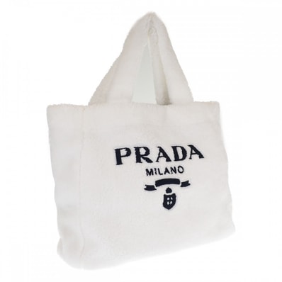 プラダ PRADA テリー 1BG130 トートバッグ パイル ホワイト レディース【中古】【Aランク】