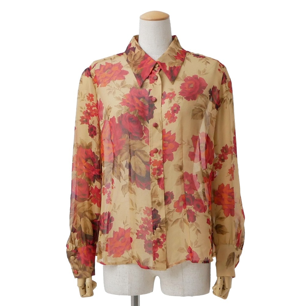 ■美品■BURBERRY バーバリー 長袖シャツ サイズ44 / 13ABR シルクシフォン フラワー ブラウス ブランド古着【中古】20260610/RA9782