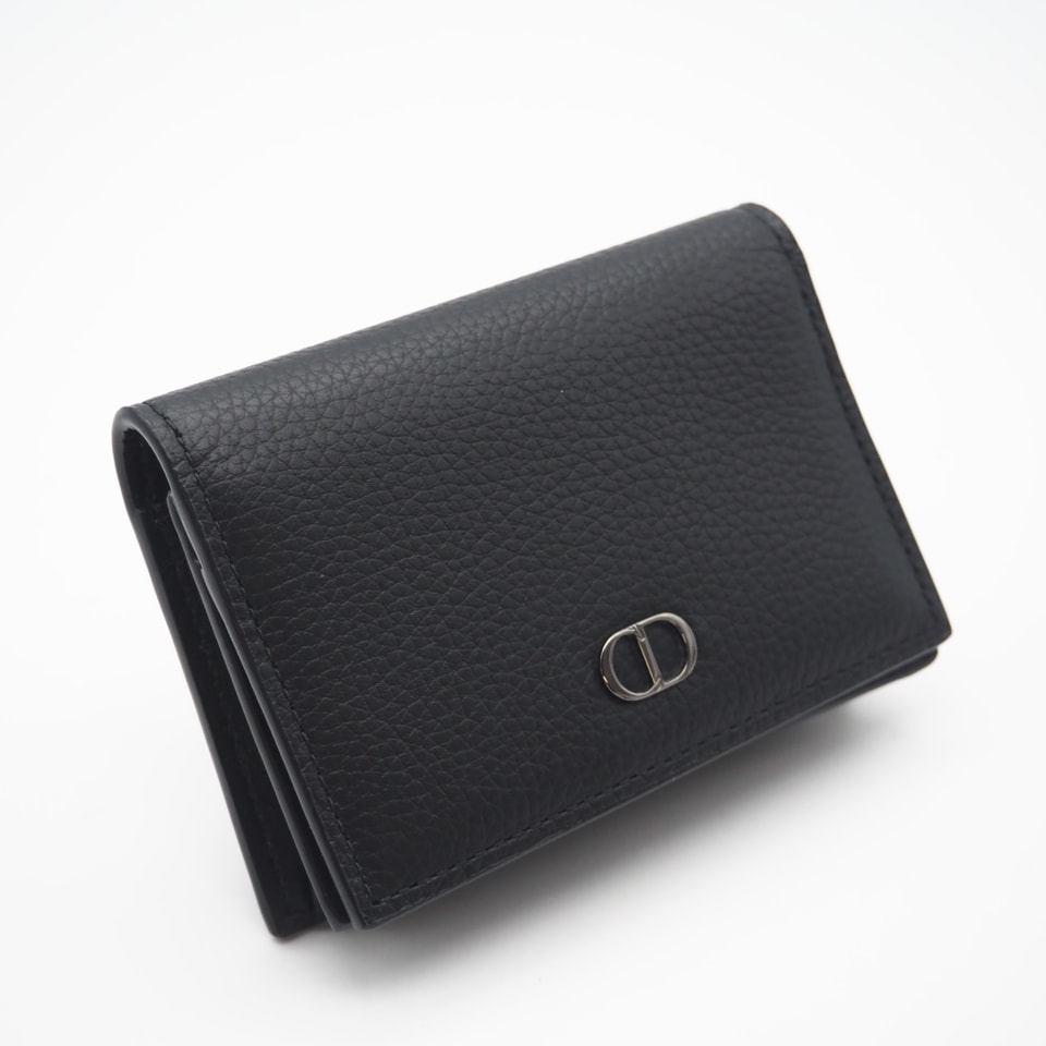 極美品 Dior ディオール CD Icon 二つ折り名刺入れ 2ESCH136 名刺入れ ブラック カーフレザー メンズ
