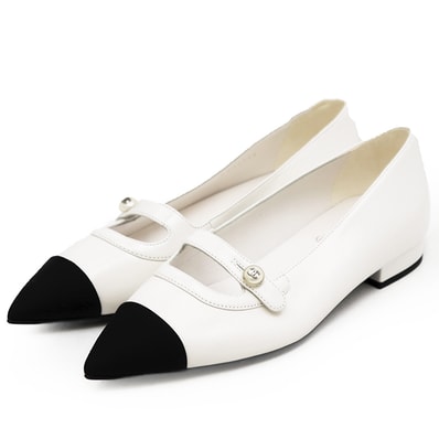【未使用】CHANEL シャネル パンプス レザー サイズ 36.5 レディース G45763 2024年製 COCOマーク ロゴ フェイクパール ポインテッドトゥ シューズ 靴 袋付属 ホワイト ブラック 黒 白 イタリア製