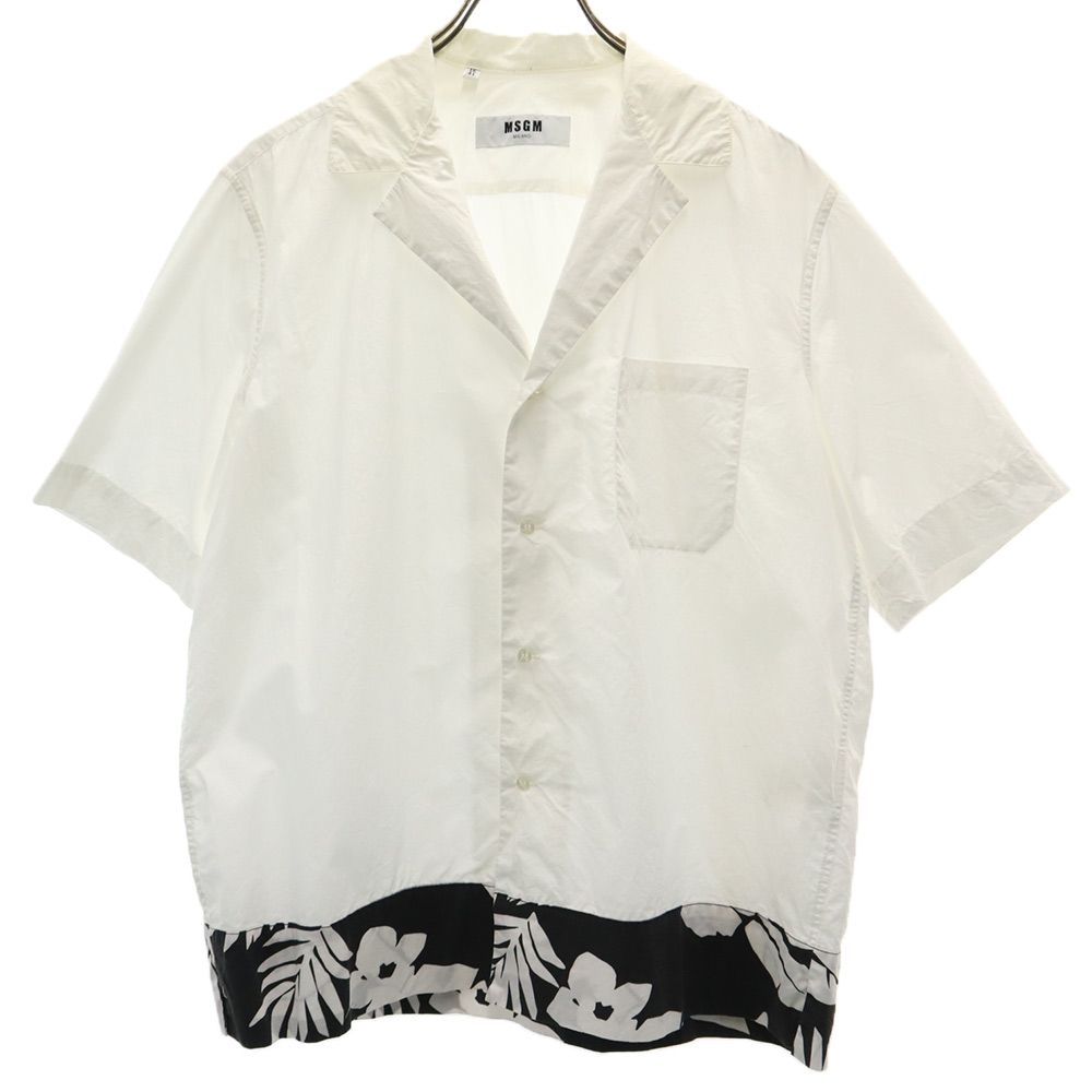 MSGM 半袖 裾切替 オープンカラーシャツ