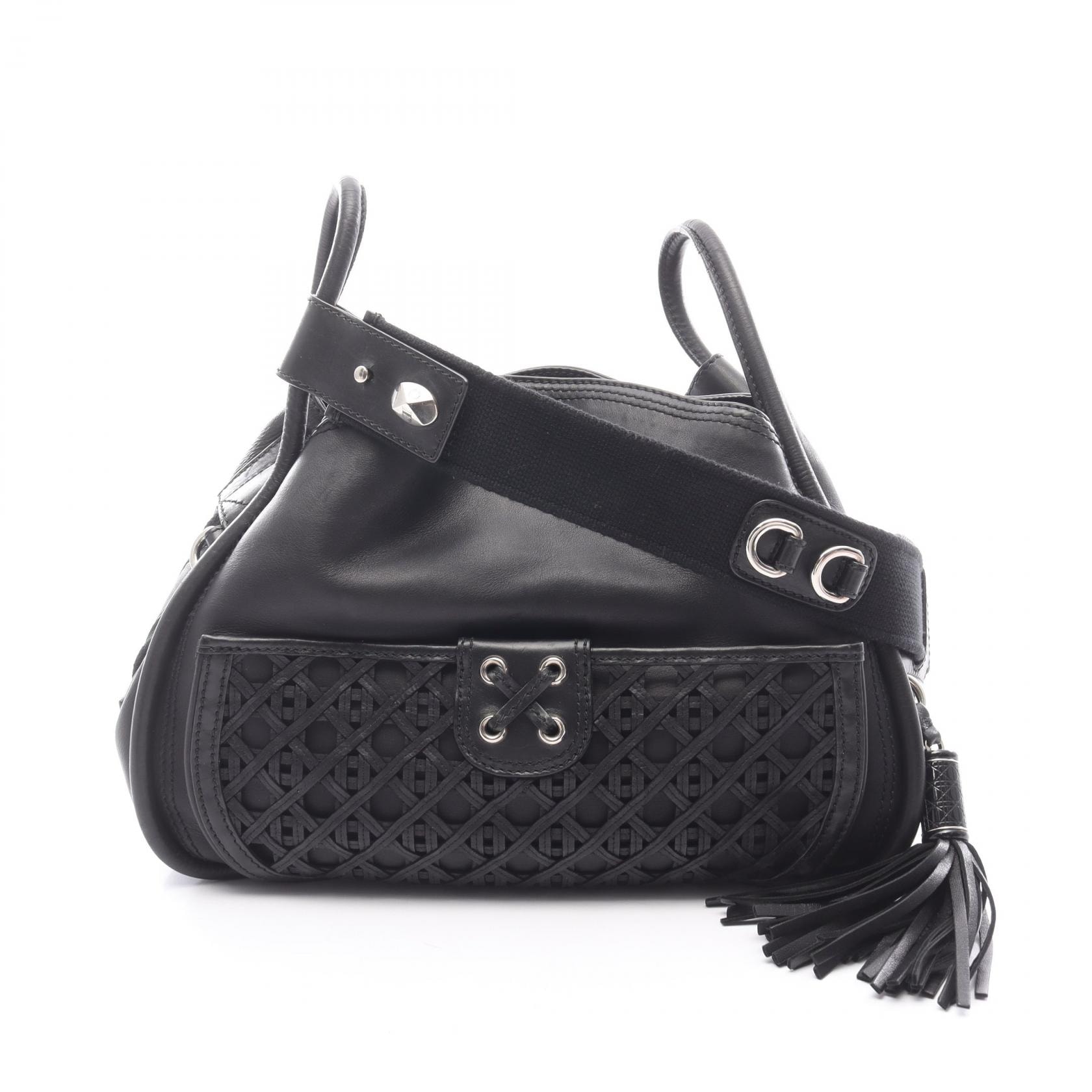 ディオール Dior カナージュレースポケット付き ショルダーバッグ バッグ レザー レディース ブラック系 【中古】