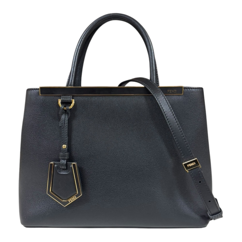 フェンディ プチトゥージュール ショルダーバッグ レザー 8BH253 ブラック レディース FENDI  中古