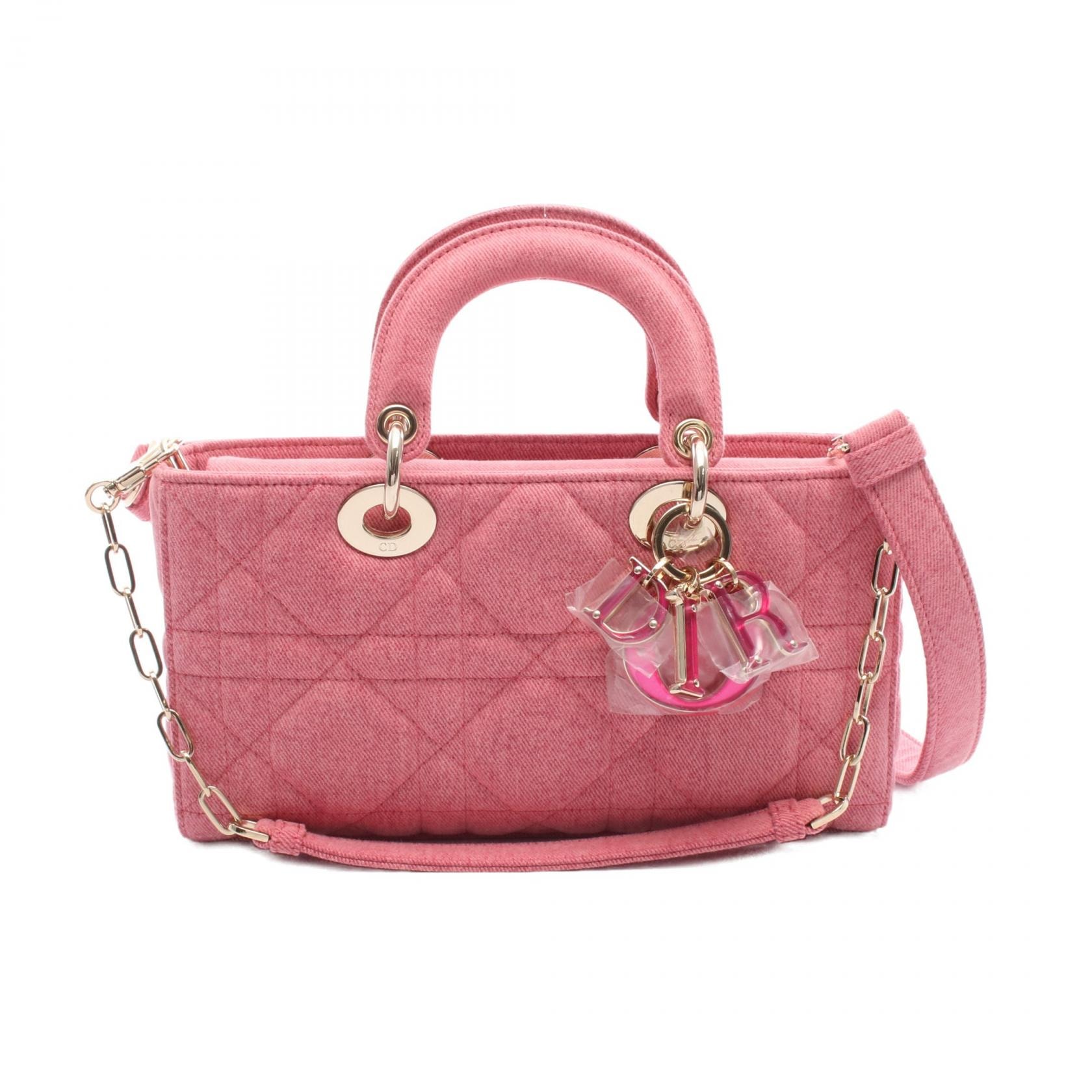 ディオール Dior Lady D-Joy ミディアム カナージュ ハンドバッグ バッグ デニム レディース ピンク系 【中古】