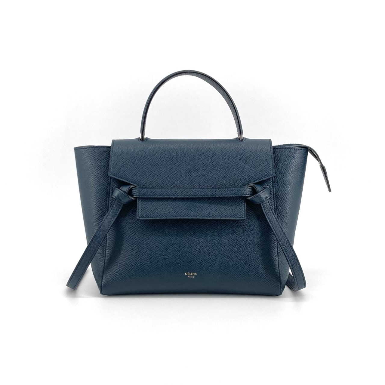 CELINE(セリーヌ) ベルトバッグ マイクロ レザー 2WAY ショルダーバッグ ネイビー×ゴールド