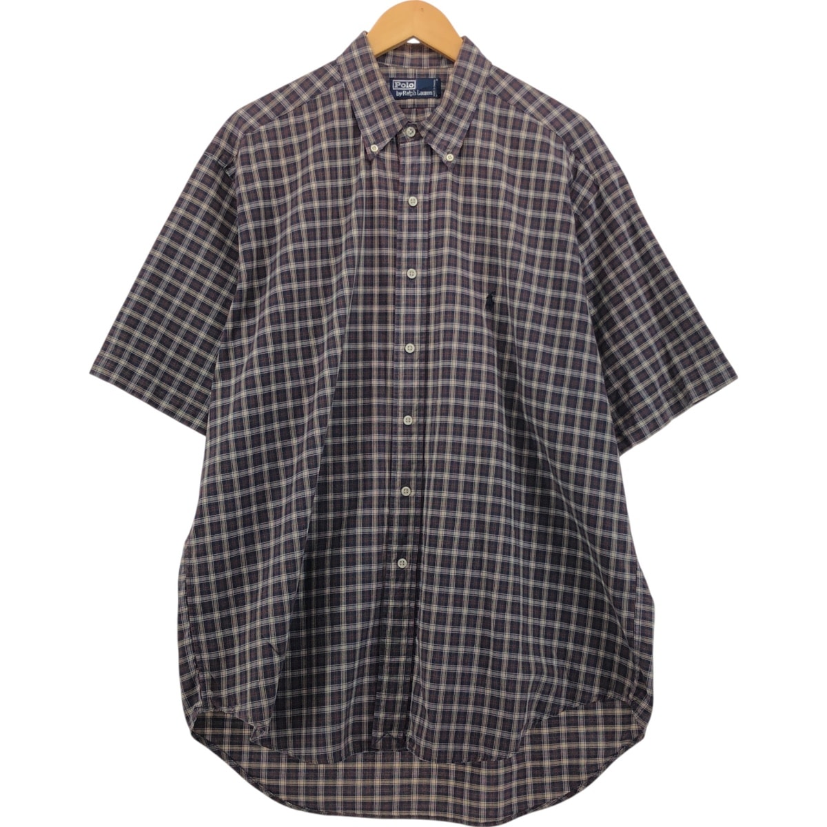 古着 ラルフローレン Ralph Lauren POLO by Ralph Lauren 半袖 ボタンダウン チェックシャツ カナダ製 メンズXL相当/eaa554934