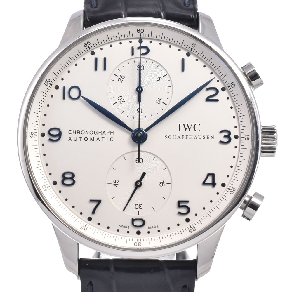 IWC IWC SCHAFFHAUSEN IW371446 ポルトギーゼ クロノグラフ シルバー 自動巻き メンズ 美品 腕時計 J#150365