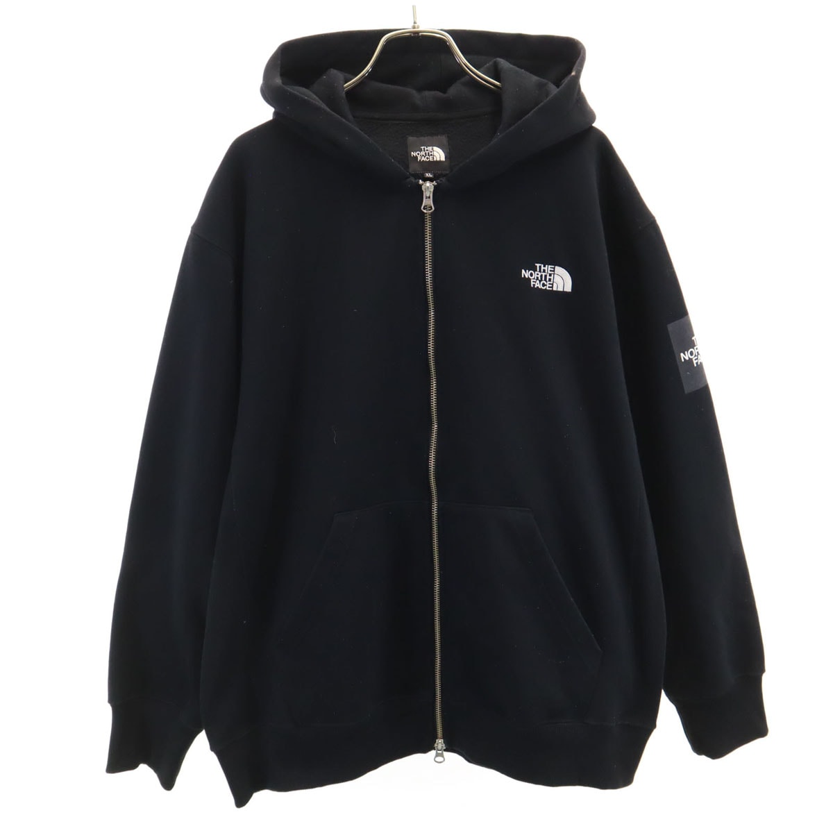 THE NORTH FACE ノースフェイス スクエアロゴ 長袖 スウェット ジップパーカー XL ブラック NT61836 アウトドア 裏起毛
