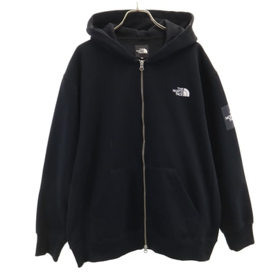 THE NORTH FACE ノースフェイス スクエアロゴ 長袖 スウェット ジップパーカー XL ブラック NT61836 アウトドア 裏起毛