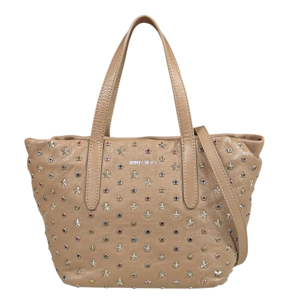 ジミーチュウ スタースタッズ ミニサラ ショルダーバッグ レザー ベージュ レディース JIMMY CHOO 中古