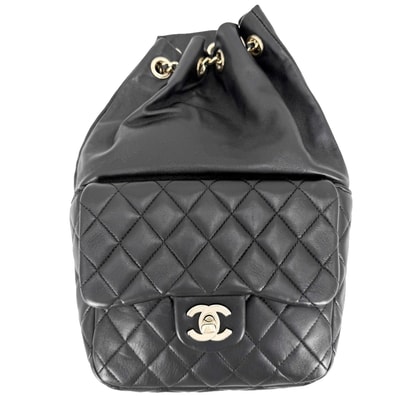 CHANEL シャネル リュック ココマーク マトラッセ ドローストリング レザー ブラック 黒 ゴールド金具 レディース【中古品】