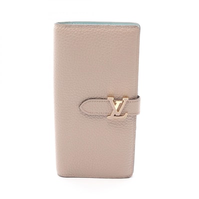 ルイ・ヴィトン LOUIS VUITTON LVヴェルティカル ウォレット ガレ 二つ折り長財布 財布 レザー レディース ベージュ系 M81367 【中古】