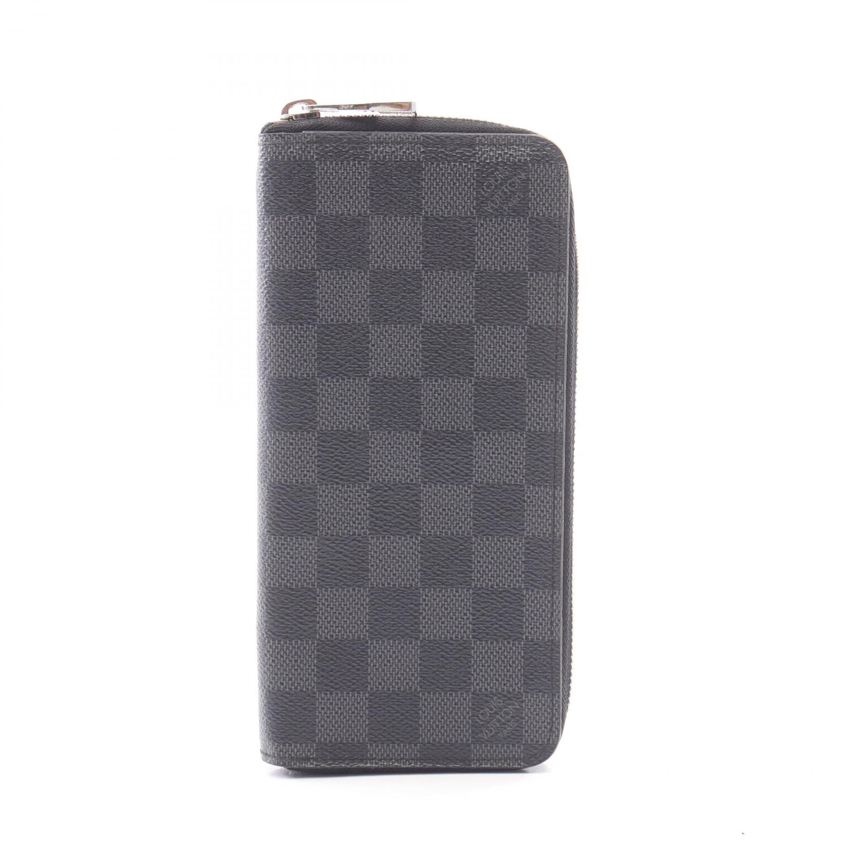 ルイ・ヴィトン LOUIS VUITTON ジッピーウォレット ヴェルティカル ラウンド長財布 財布 キャンバス PVC ダミエ・グラフィット メンズ ブラック系 N63095 【中古】