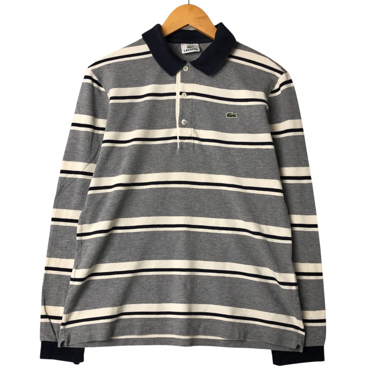 古着 ラコステ LACOSTE マルチボーダー 長袖 ボーダー ポロシャツ 4 メンズM相当/eaa562406