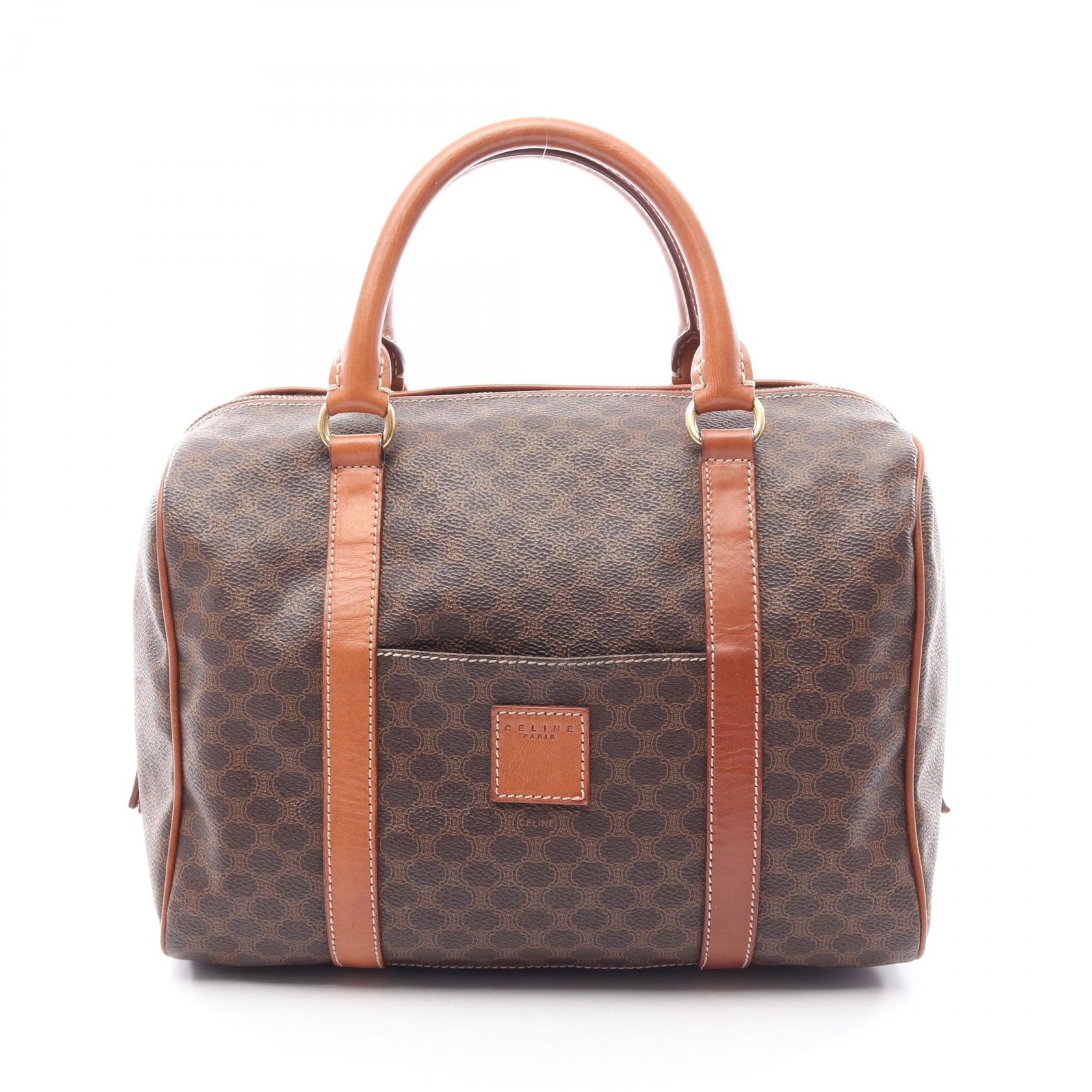 セリーヌ CELINE マカダム ハンドバッグ バッグ PVCコーティングキャンバス レザー レディース ブラウン系 【中古】