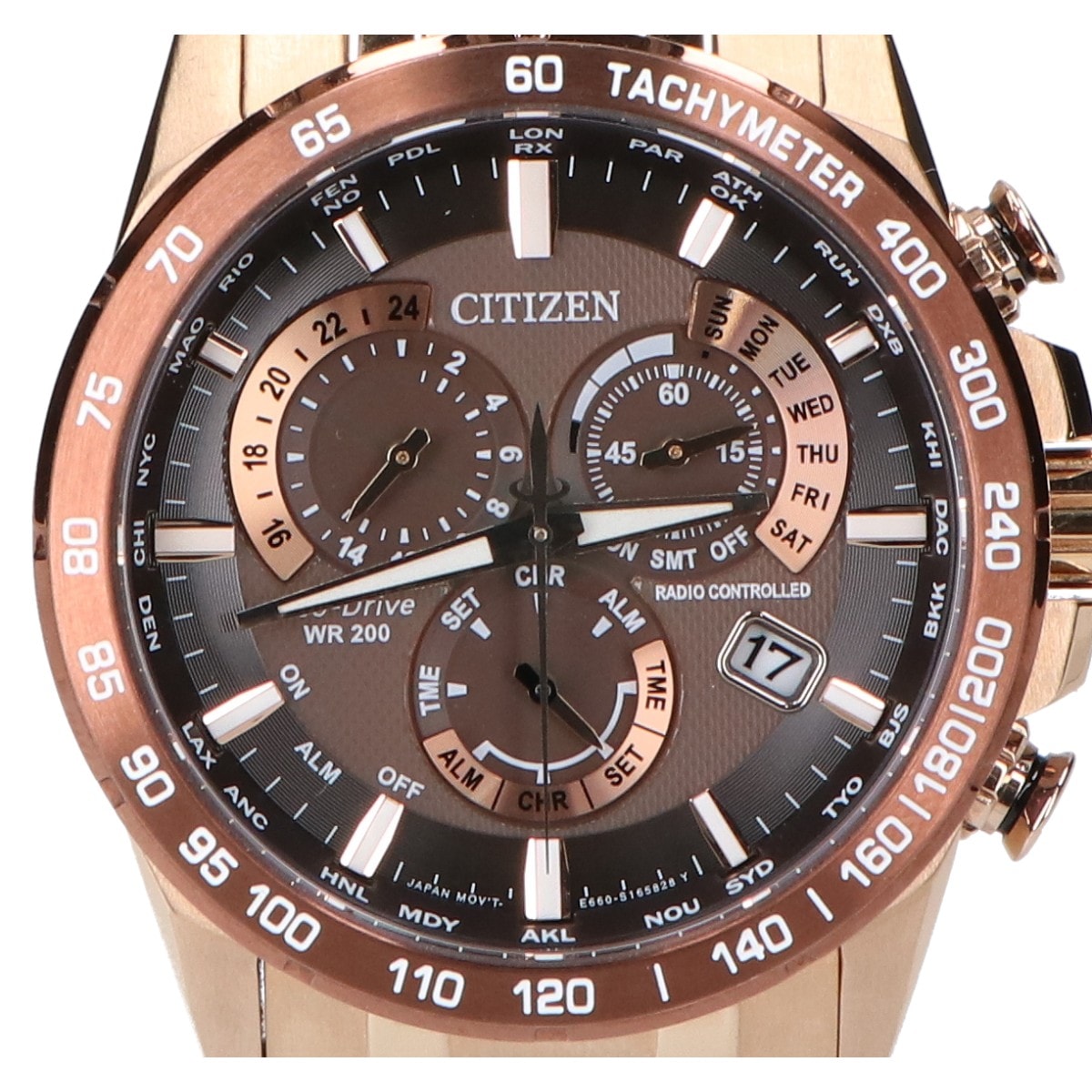 シチズン 【美品】CB5896-54X E660 デイト クロノグラフ エコ・ドライブ電波