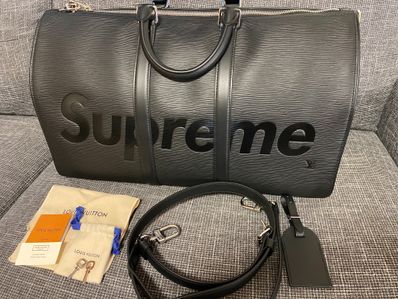 Supreme × Louis Vuitton Keepall 45 Bag Epi and Taiga Leather "Black"