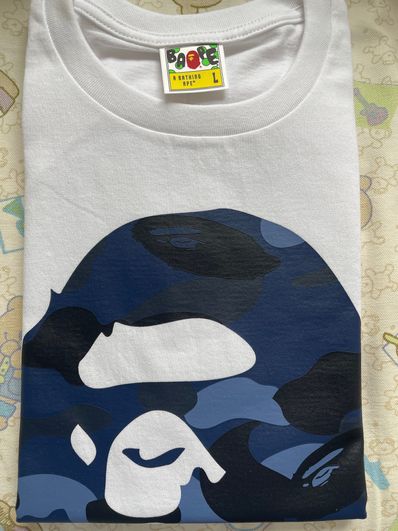 A BATHING APE Color Camo Big Ape Head T-Shirt (SS20) "White/Blue"