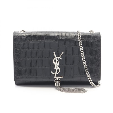 サンローランパリ SAINT LAURENT PARIS ケイト モノグラム クロコ型押し ショルダーバッグ バッグ レザー レディース ブラック系 354119 【中古】