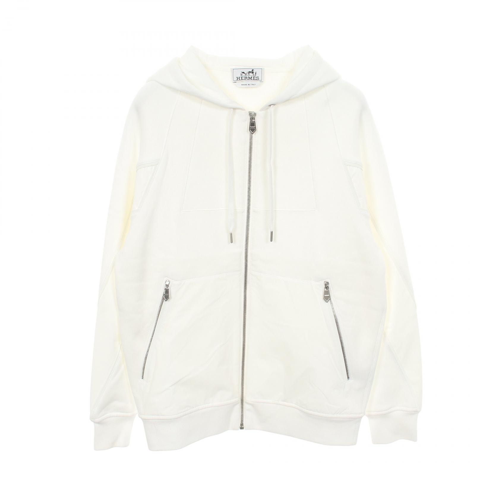 エルメス HERMES 切替 裏起毛 パーカー 衣料品 トップス コットン ナイロン ホワイト メンズ ホワイト系 【中古】