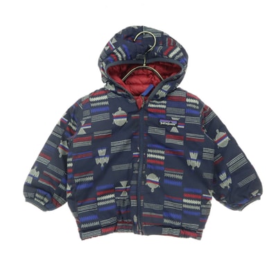 patagonia パタゴニア リバーシブル 総柄 ワンポイントロゴ 長袖 ダウンジャケット ネイビー 品番61371