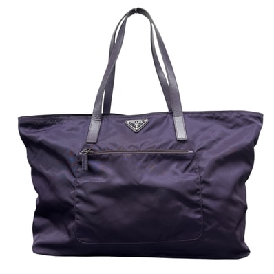 PRADA 希少カラー 美品 プラダ VELA SPORT トートバッグ BR2510 テスート ナイロン サフィアーノ レザー パープル ショルダーバッグ ABランク 鑑定済 中古 プラダバッグ